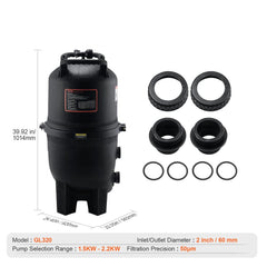 Cartridge Pool Filter, 325Sq. Ft Filter Area Inground Pool Filter, Above Ground Swimming Pool Filtration Filter System with Upgrade Filter &Leak-proof