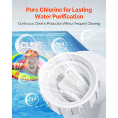 Salt Water Chlorinator System, Pool Chlorination Cell Fits for Hayward W3T-Cell-15 (T15), Pool Cell Salt Water System for In-Ground Swimming Pools up to 40,000 Gallons, 15 ft Power Line, White