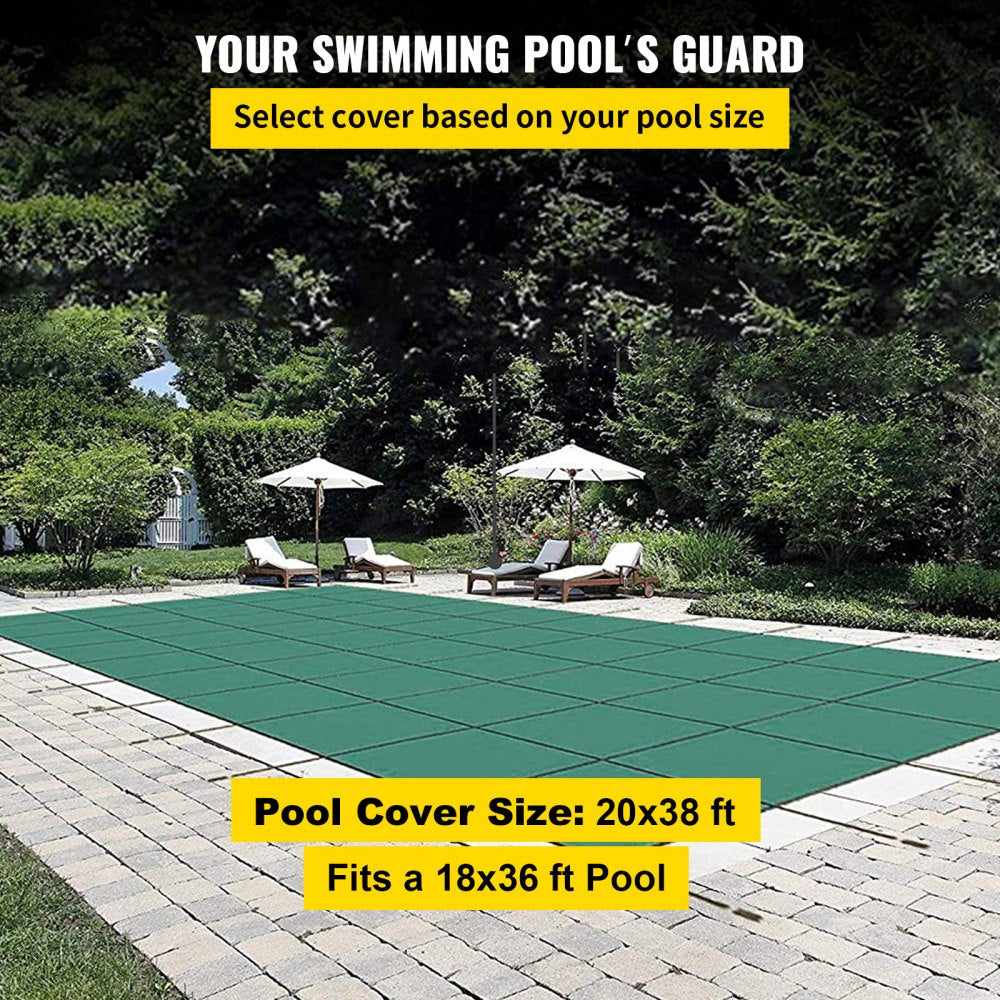 Pool Safety Cover Fits 20 x 38 ft Rectangle Inground Safety Pool Cover Green Mesh Solid Pool Safety Cover
