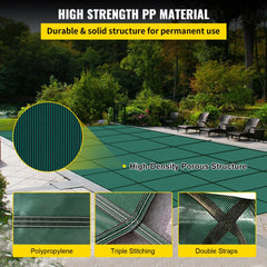 Pool Safety Cover Fits 20 x 38 ft Rectangle Inground Safety Pool Cover Green Mesh Solid Pool Safety Cover
