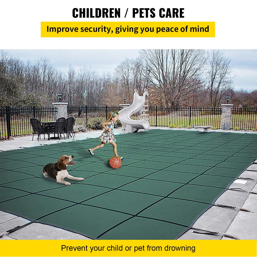 Pool Safety Cover Fits 20 x 38 ft Rectangle Inground Safety Pool Cover Green Mesh Solid Pool Safety Cover