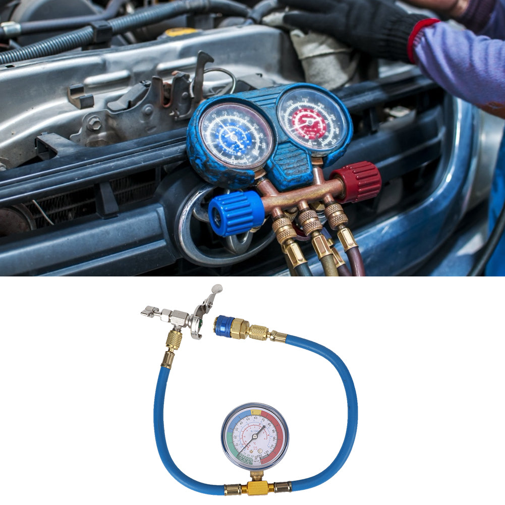 A/C R134A Refrigerant Charging Pipe Recharge Hose with Gauge Adapter Car Air Conditioning Repair Tool