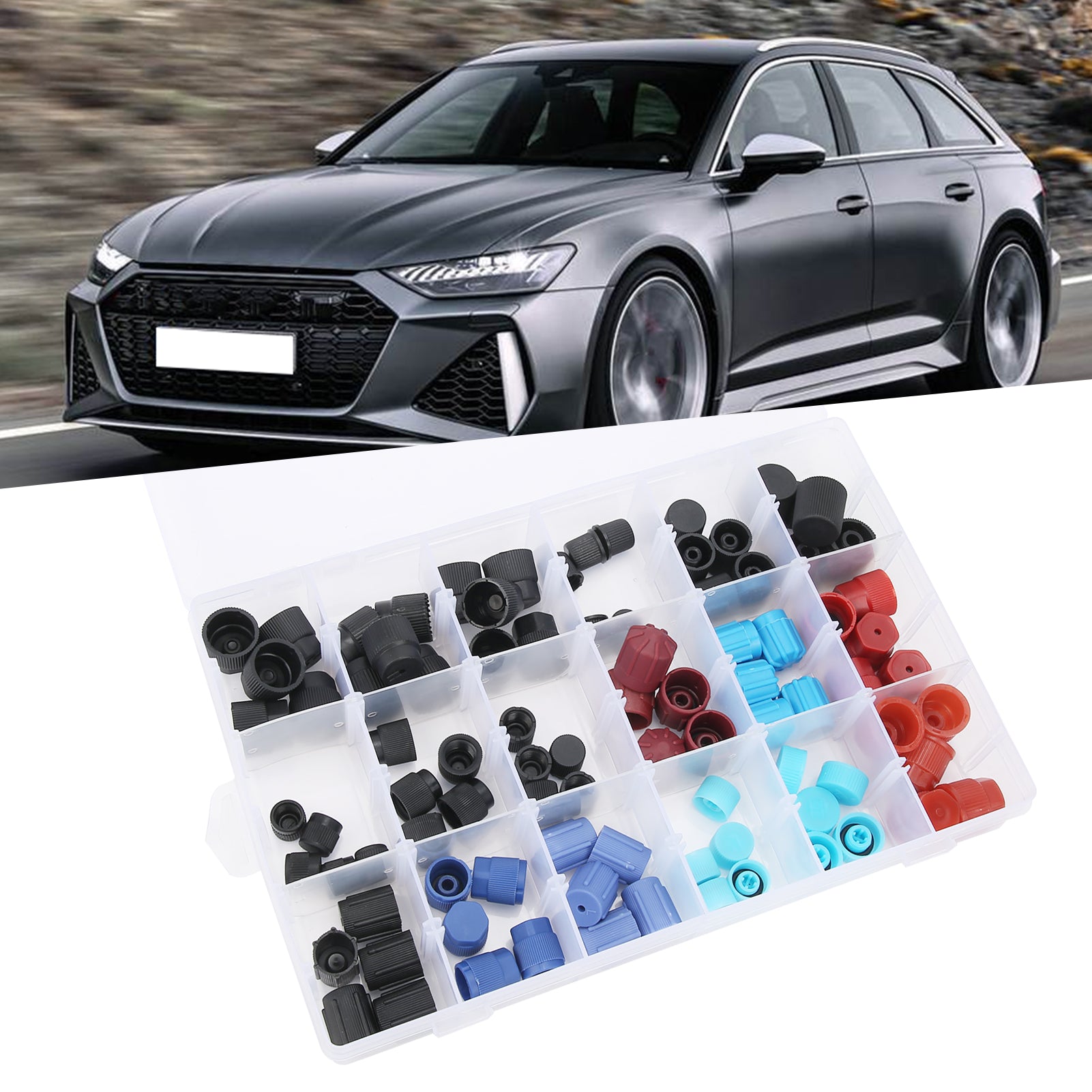 90pcs Air Conditioning Refrigerant Valve Core Caps Replacement Car A/C System Repairing Accessories