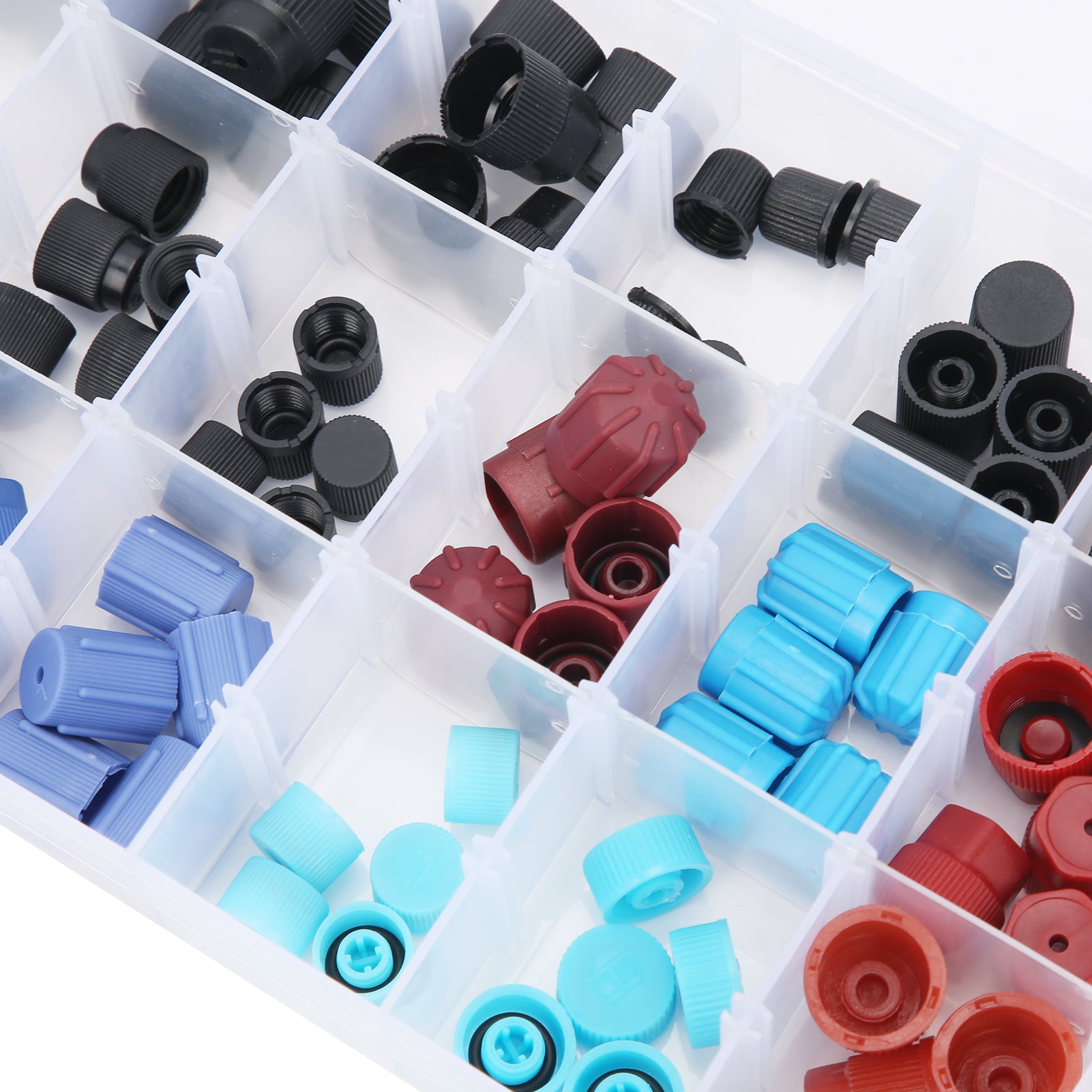 90pcs Air Conditioning Refrigerant Valve Core Caps Replacement Car A/C System Repairing Accessories
