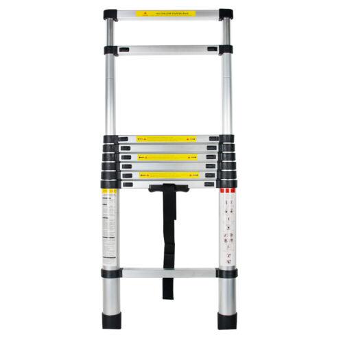 Telescopic Ladder Extension Aluminum Ladder Folding Multi Purpose-Button Retraction Non-Slip Load 330lbs for Household or Outdoor Work no need assembly required Strong stability 8.5FT