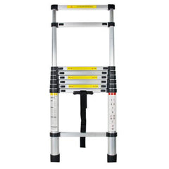 Telescopic Ladder Extension Aluminum Ladder Folding Multi Purpose-Button Retraction Non-Slip Load 330lbs for Household or Outdoor Work no need assembly required Strong stability 8.5FT