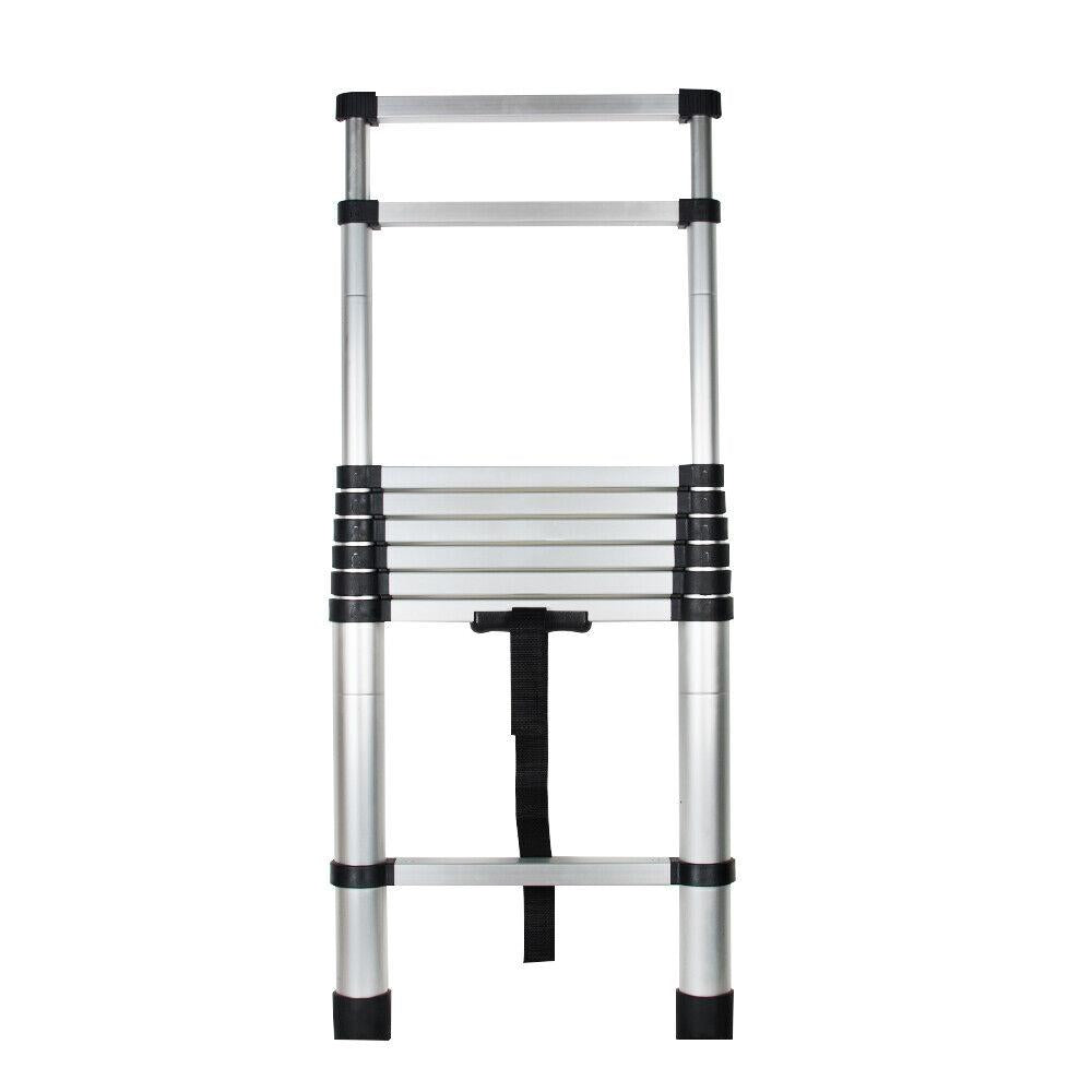 Telescopic Ladder Extension Aluminum Ladder Folding Multi Purpose-Button Retraction Non-Slip Load 330lbs for Household or Outdoor Work no need assembly required Strong stability 8.5FT