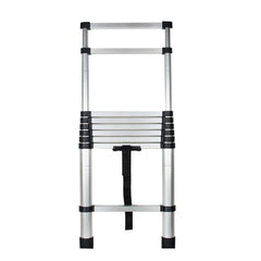 Telescopic Ladder Extension Aluminum Ladder Folding Multi Purpose-Button Retraction Non-Slip Load 330lbs for Household or Outdoor Work no need assembly required Strong stability 8.5FT