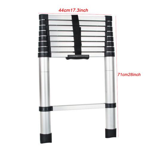 Telescopic Ladder Extension Aluminum Ladder Folding Multi Purpose-Button Retraction Non-Slip Load 330lbs for Household or Outdoor Work no need assembly required Strong stability 8.5FT