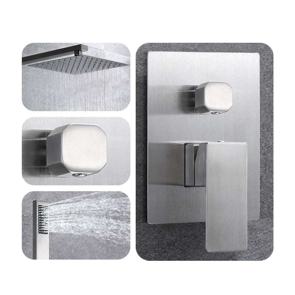 Upgrade Your Shower Experience with 12 Inch Stainless Steel Rain Shower Set - Easy Clean, Wall Mounted, Pre-embedded Box Installation & Flexi-Switch Technology