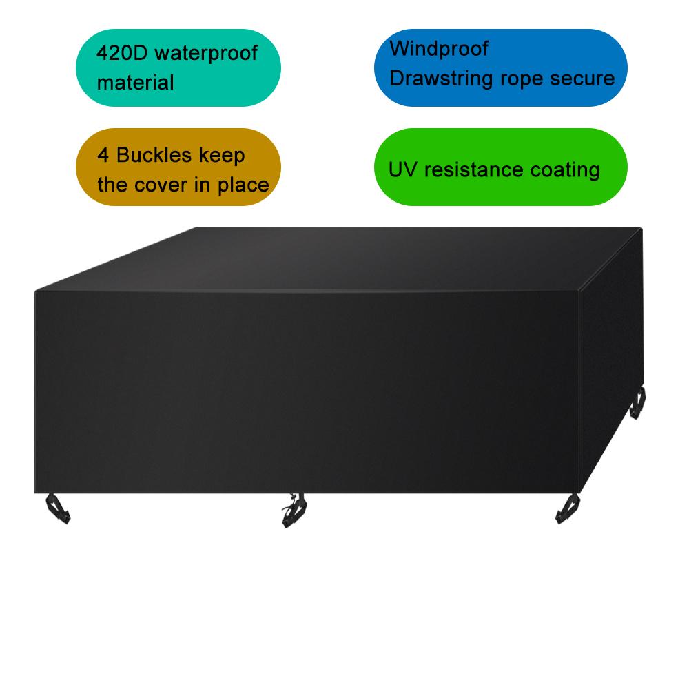 Protect Your Outdoor Furniture with Waterproof Patio Table Cover - Wind, Rain, and Dust-Proof for 98"L x 78"W x 32"H Furniture Set - FDA Approved and UV Resistant - Black