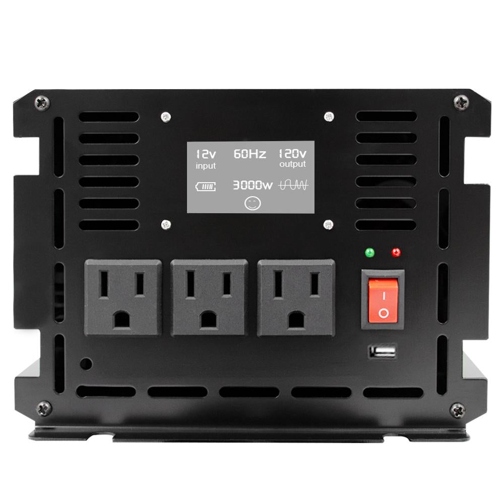 Power up your household with ease with our 3000W/6000W Inverter Modified Sine Wave DC 12V to AC 110V/120V - featuring LCD Display & Wired Remote Control